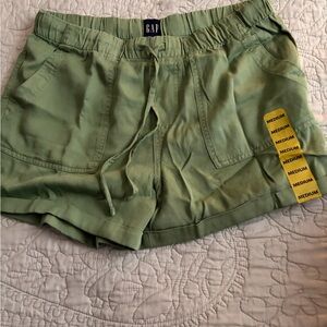 GAP Women's Light Green Drawstring High-Waist Casual Shorts